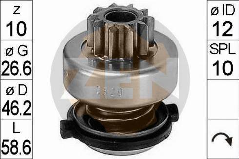 Messmer ZN0520 - Ведущая шестерня, бендикс, стартер autospares.lv