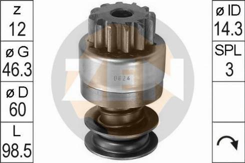 Messmer ZN0624 - Ведущая шестерня, бендикс, стартер autospares.lv