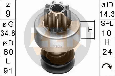 Messmer ZN0105 - Ведущая шестерня, бендикс, стартер autospares.lv