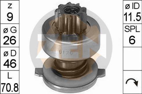 Messmer ZN0120 - Ведущая шестерня, бендикс, стартер autospares.lv