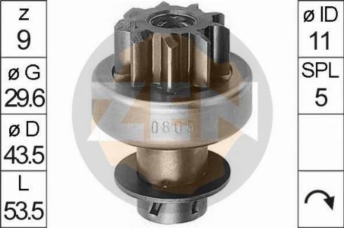 Messmer ZN0809 - Ведущая шестерня, бендикс, стартер autospares.lv