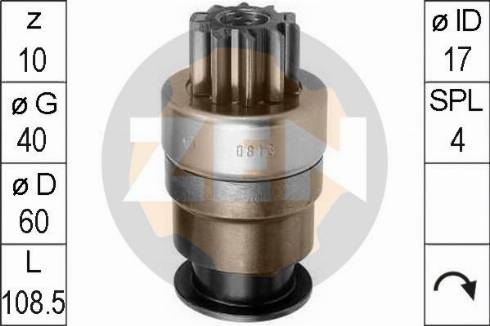 Messmer ZN0813 - Ведущая шестерня, бендикс, стартер autospares.lv