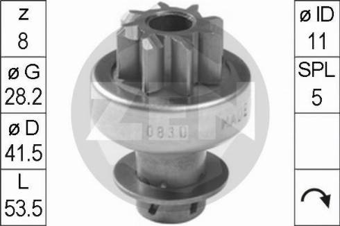 Messmer ZN0830 - Ведущая шестерня, бендикс, стартер autospares.lv