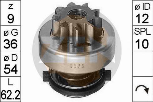 Messmer ZN0875 - Ведущая шестерня, бендикс, стартер autospares.lv