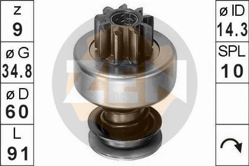 Messmer ZN0367 - Ведущая шестерня, бендикс, стартер autospares.lv