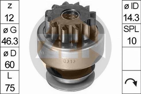 Messmer ZN0313 - Ведущая шестерня, бендикс, стартер autospares.lv