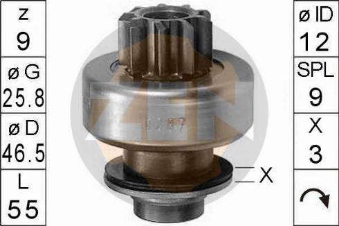 Messmer ZN0287 - Ведущая шестерня, бендикс, стартер autospares.lv