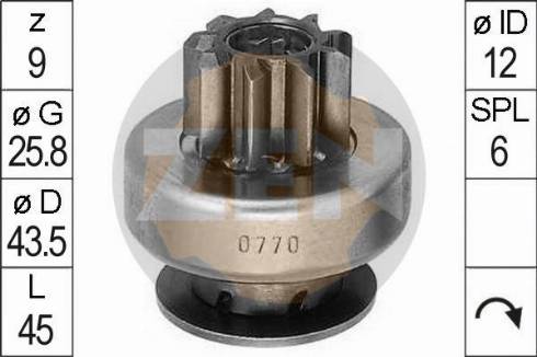 Messmer ZN0770 - Ведущая шестерня, бендикс, стартер autospares.lv