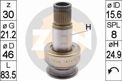 Messmer ZN1904 - Ведущая шестерня, бендикс, стартер autospares.lv