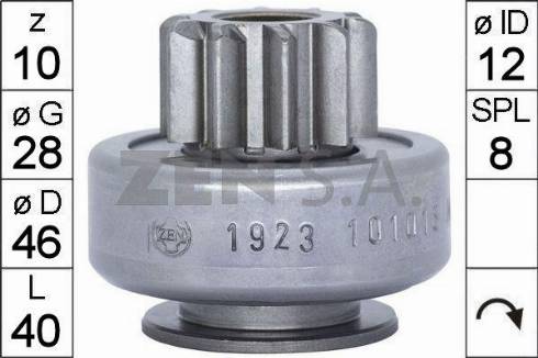 Messmer ZN1923 - Ведущая шестерня, бендикс, стартер autospares.lv