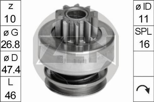 Messmer ZN1597 - Ведущая шестерня, бендикс, стартер autospares.lv