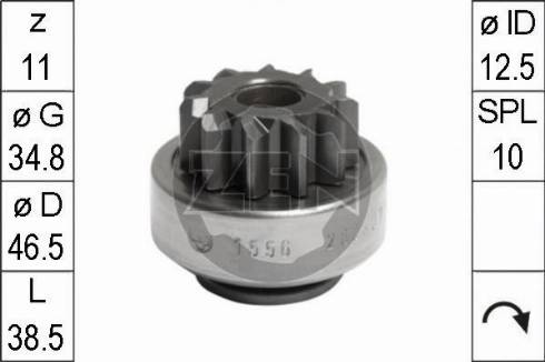 Messmer ZN1556 - Ведущая шестерня, бендикс, стартер autospares.lv