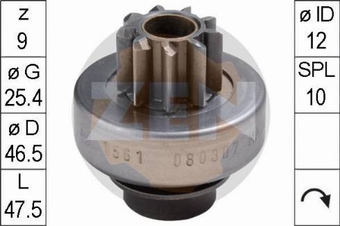 Messmer ZN1561 - Ведущая шестерня, бендикс, стартер autospares.lv