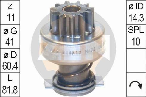 Messmer ZN1698 - Ведущая шестерня, бендикс, стартер autospares.lv