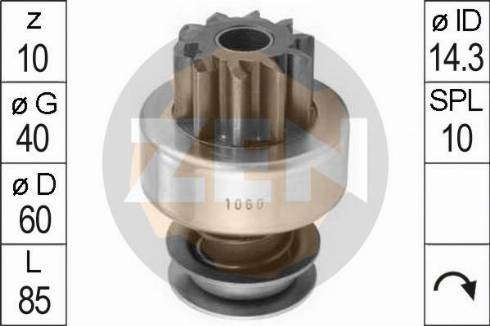 Messmer ZN1060 - Ведущая шестерня, бендикс, стартер autospares.lv