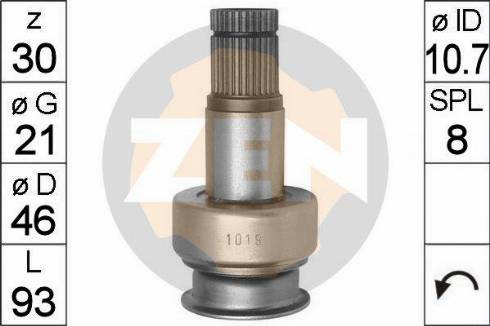 Messmer ZN1019 - Ведущая шестерня, бендикс, стартер autospares.lv