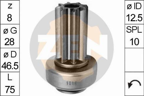 Messmer ZN1016 - Ведущая шестерня, бендикс, стартер autospares.lv