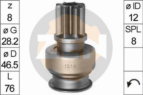 Messmer ZN1018 - Ведущая шестерня, бендикс, стартер autospares.lv