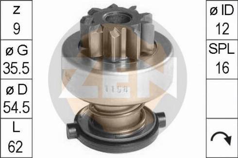 Messmer ZN1158 - Ведущая шестерня, бендикс, стартер autospares.lv