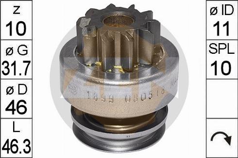 Messmer ZN1899 - Ведущая шестерня, бендикс, стартер autospares.lv