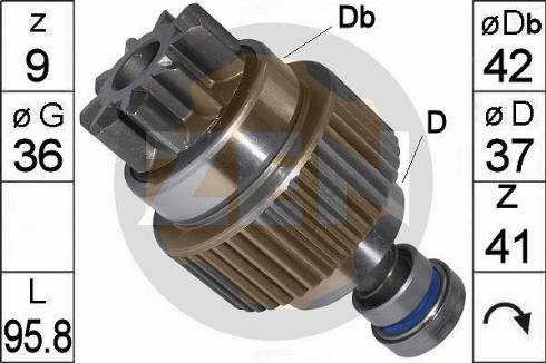 Messmer ZN1862 - Ведущая шестерня, бендикс, стартер autospares.lv