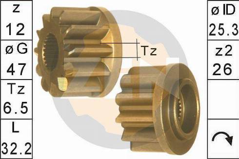 Messmer ZN12972 - Ведущая шестерня, бендикс, стартер autospares.lv