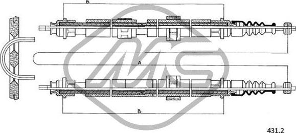 Metalcaucho 81290 - Тросик, cтояночный тормоз autospares.lv