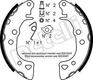 Metelli 53-0021K - Комплект тормозных колодок, барабанные autospares.lv