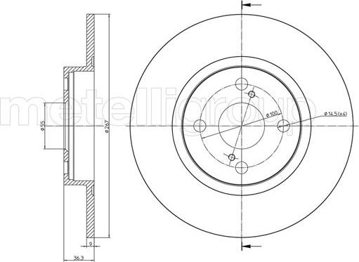 Metelli 23-0969C - Тормозной диск autospares.lv