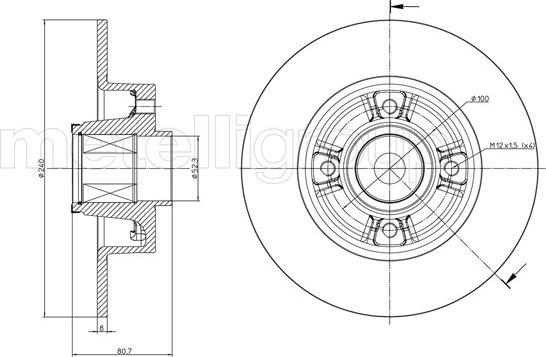 Metelli 23-0722 - Тормозной диск autospares.lv