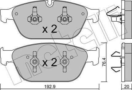 Metelli 22-0954-0 - Тормозные колодки, дисковые, комплект autospares.lv