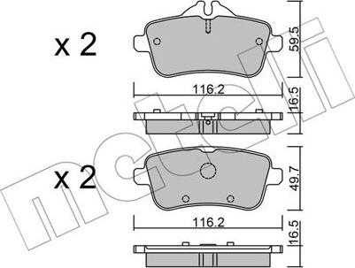 Metelli 22-0968-3 - Тормозные колодки, дисковые, комплект autospares.lv