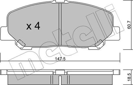 Metelli 22-0905-0 - Тормозные колодки, дисковые, комплект autospares.lv