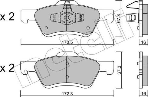 Metelli 22-0906-0 - Тормозные колодки, дисковые, комплект autospares.lv