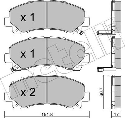 Metelli 22-0902-0 - Тормозные колодки, дисковые, комплект autospares.lv