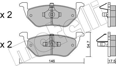 Metelli 22-0907-0 - Тормозные колодки, дисковые, комплект autospares.lv