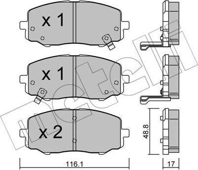 Metelli 22-0912-0 - Тормозные колодки, дисковые, комплект autospares.lv