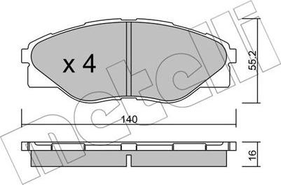 Metelli 22-0936-0 - Тормозные колодки, дисковые, комплект autospares.lv