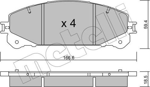 Metelli 22-0938-1 - Тормозные колодки, дисковые, комплект autospares.lv