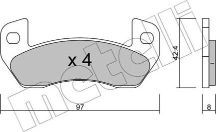 Metelli 22-0925-0 - Тормозные колодки, дисковые, комплект autospares.lv