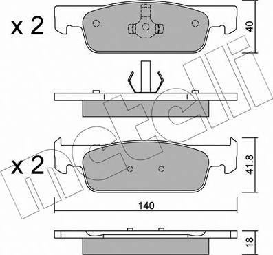 Metelli 22-0975-3 - Тормозные колодки, дисковые, комплект autospares.lv