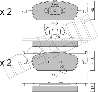 Metelli 22-0975-2 - Тормозные колодки, дисковые, комплект autospares.lv