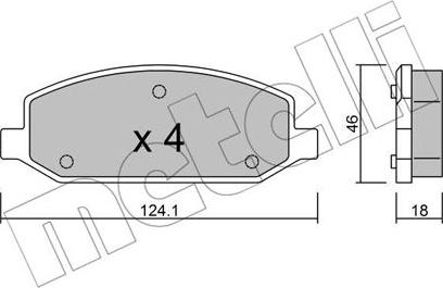 Metelli 22-0973-0 - Тормозные колодки, дисковые, комплект autospares.lv