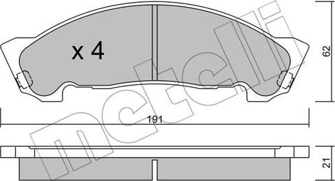 Metelli 22-0972-0 - Тормозные колодки, дисковые, комплект autospares.lv