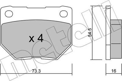 Metelli 22-0494-0 - Тормозные колодки, дисковые, комплект autospares.lv