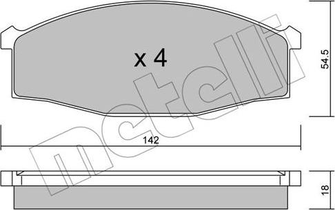 Metelli 22-0497-0 - Тормозные колодки, дисковые, комплект autospares.lv