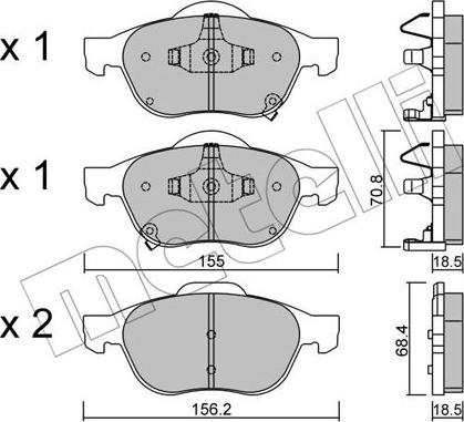 Metelli 22-0448-0 - Тормозные колодки, дисковые, комплект autospares.lv