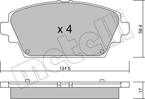 Metelli 22-0464-0 - Тормозные колодки, дисковые, комплект autospares.lv