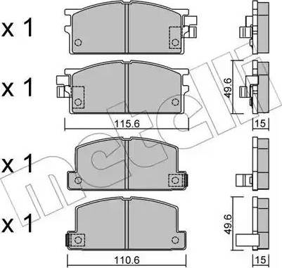 Metelli 22-0466-0 - Тормозные колодки, дисковые, комплект autospares.lv