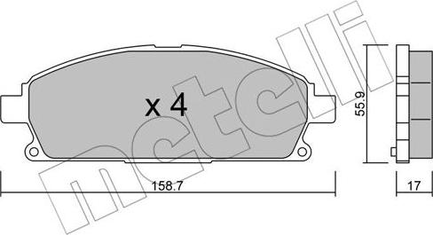 Metelli 22-0406-0 - Тормозные колодки, дисковые, комплект autospares.lv